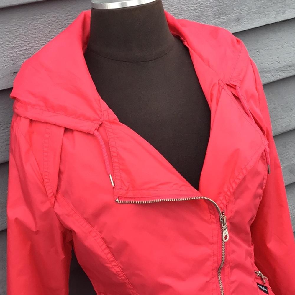 Members Only Pink/Coral Moto Hooded Windbreaker